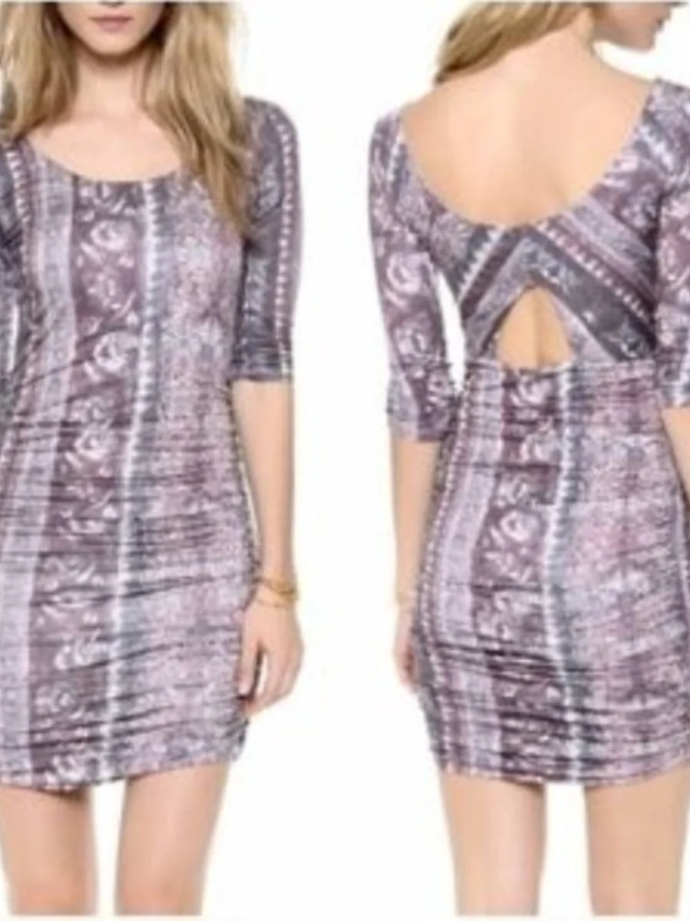 Free People Jasmine Boho Ruched Bodycon Dress
